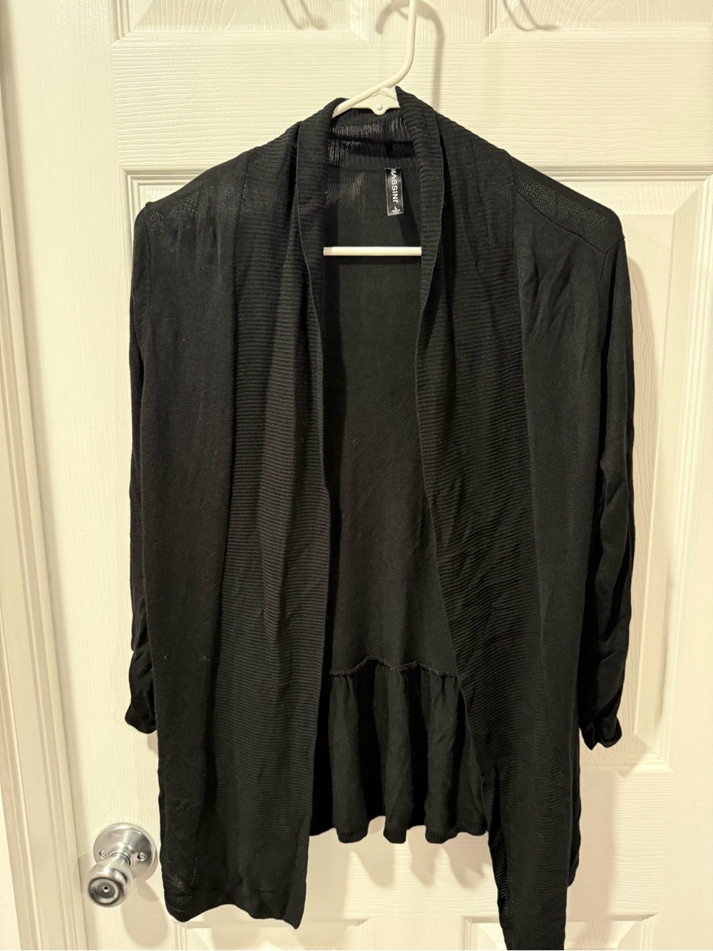 Massini Black Knit Open Cardigan
